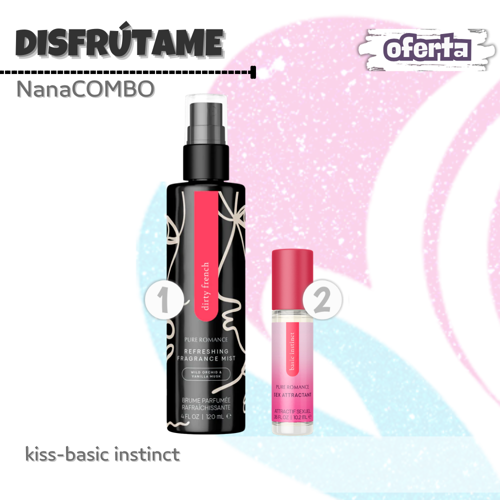 NanaCombo Disfrútame: Feromonas y spray seductor para destacar con confianza y sensualidad cada día. Siéntete irresistible y única.