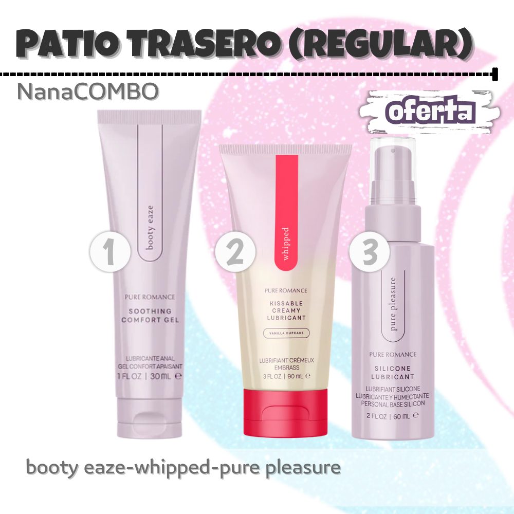 NanaCombo Patio Trasero: Gel relajante y lubricantes de larga duración para comodidad, sabores deliciosos y placer prolongado en cada experiencia íntima.