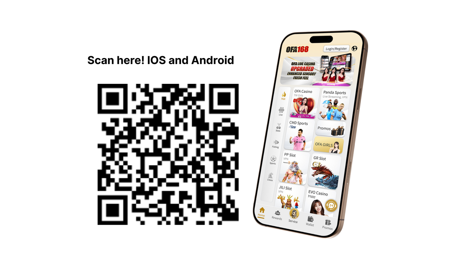 ofa168 mobile app download QR code for iOS and Android